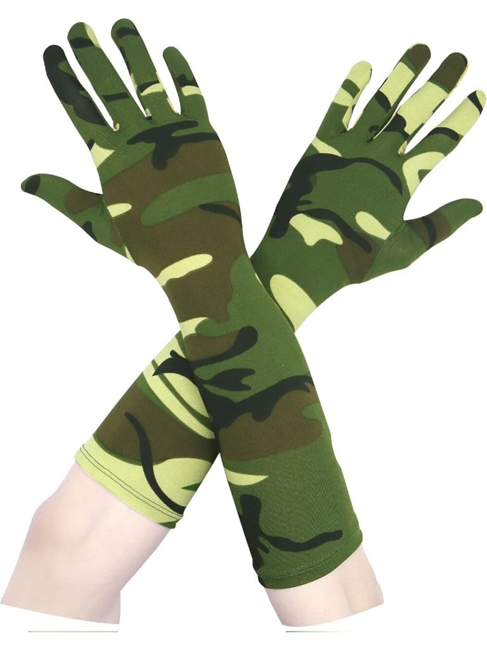 Women's Camouflage Unisex 15" Long Elbow Spandex Costume Party Opera Gloves